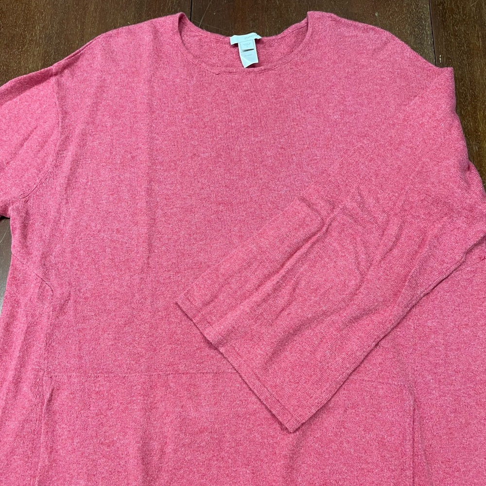 Pink 3/4 Sleeve Sweater Pure Jill Size L 95% cotton 5% cashmere